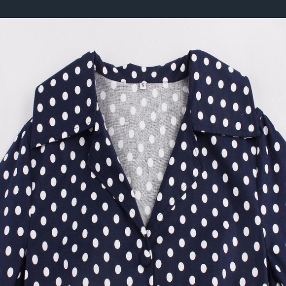 Blue polka dot vintage style dress - Picture 3 of 8